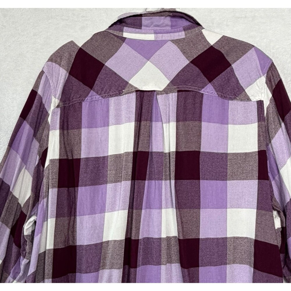 Terra &‎ Sky Women's Plus Size 3X Purple Plaid Button Down Shirt - Picture 9 of 16